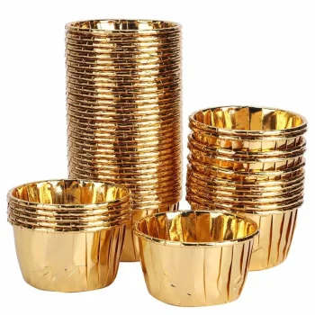 Gold Paper Cupcake Liners DA517, 50 Pcs