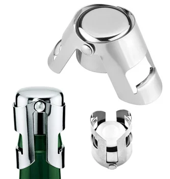 Stainless Steel Wine and Champagne Bottle Stopper AG210L, Silver