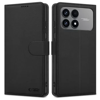 Atverčiamasis dėklas Tech-Protect Wallet, skirtas Xiaomi Poco F8, juodas
