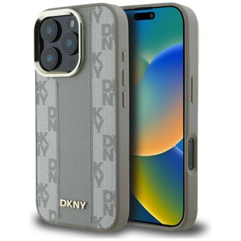 DKNY Checkered Pattern MagSafe dėklas iPhone 16 Pro Max, kreminis