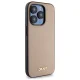 DKNY Grained Metal Logo MagSafe dėklas skirtas iPhone 15 Pro Max 6.7\", smėlio spalvos