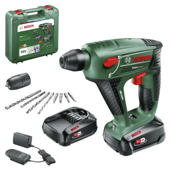 Akumuliatorinis perforatorius Bosch Uneo Maxx 18V, 2x 2.0 Ah akumuliatoriai ir kroviklis