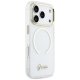 „Guess IML Script Metal MagSafe“ dėklas „iPhone 17 Pro Max“, skaidrus