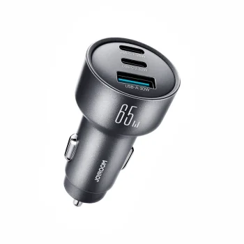 Automobilinis įkroviklis Joyroom JR-CCN19 65W 2x USB-C + USB-A, tamsiai pilkas