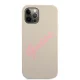 Guess Silicone Vintage Script dėklas iPhone 12 / 12 Pro, pilkas / rožinis