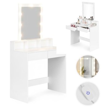 Modernhome kosmetinis staliukas su LED veidrodžiu ir 2 stalčiais, 141130