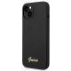 Guess Silicone Vintage Gold Logo dėklas, skirtas iPhone 14 Plus, juodas