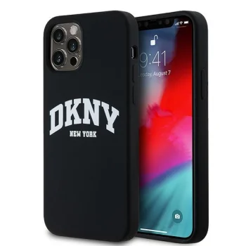 DKNY dėklas iPhone 12 / 12 Pro telefonui Liquid Silicone MagSafe, juodas