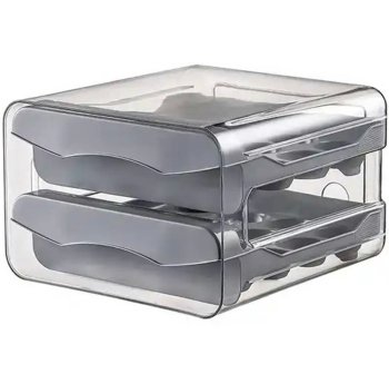 Egg Storage Container with Drawers, 32 Eggs, Grey
