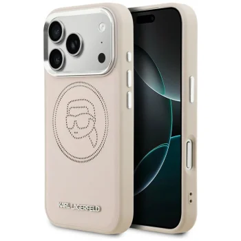 Karl Lagerfeld K Head Point Logo MagSafe dėklas iPhone 17 Pro Max telefonui, rožinis