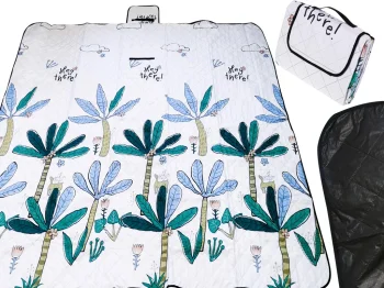 Waterproof Beach Blanket & Picnic Mat with Palm Print 200x200 cm