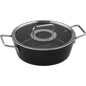 Troškintuvas Fissler Adamant su stikliniu dangčiu, 24 cm, 3.1 l, juodas