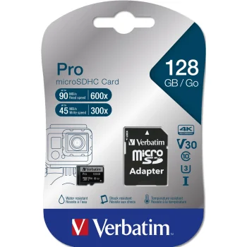 Verbatim Pro microSDXC 128GB UHS-I U3 Class 10 atminties kortelė su adapteriu