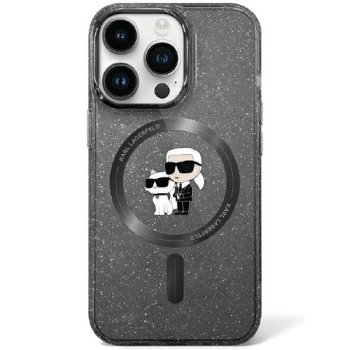 Karl Lagerfeld dėklas iPhone 11 / XR Karl & Choupette Glitter MagSafe, juodas