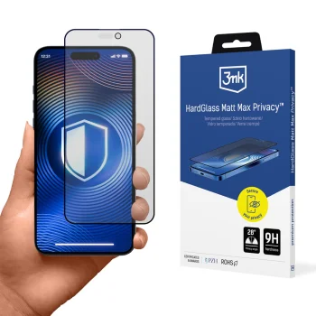Apsauginis stiklas 3mk Hardglass Matt Max Privacy, skirtas iPhone 17 Pro