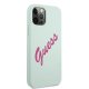 Guess Silicone Vintage Script dėklas, skirtas iPhone 12 Pro Max, mėlynas/fuksijų