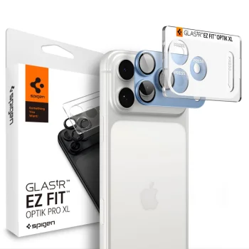 Spigen Optik Pro XL Glas.tR EZ Fit kameros apsauginis stiklas iPhone 18 Pro Max, šviesiai mėlynas