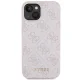 Guess 4G Metal Gold Logo dėklas, skirtas iPhone 15, rožinis