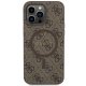 Apple iPhone 14 Pro 6.1\'\' Guess 4G Collection Leather Metal Logo MagSafe Case Cover, Brown
