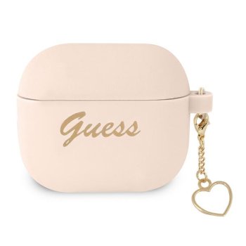 Guess Silicone Heart Charm dėklas Apple AirPods 3, Rožinis (GUA3LSCHSP)