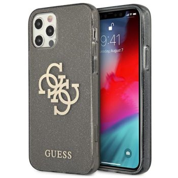 Guess dėklas iPhone 12 Pro Max telefonui Glitter 4G Big Logo, juodas