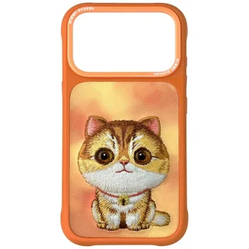 Nimmy Big Eyed Pet 2.0 Cat dėklas iPhone 17 Pro, oranžinis