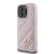 Karl Lagerfeld dėklas iPhone 16 Pro telefonui Diagonal Quilted Script, rožinis