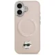 Karl Lagerfeld dėklas iPhone 17 su Choupette Pin MagSafe, rožinis