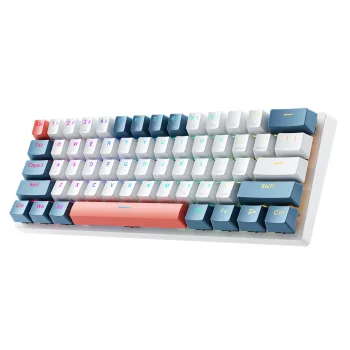 Machenike K500-B61 Wired Mechanical Gaming Keyboard, Red Switch - White and Blue