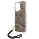 Guess 4G Cord dėklas iPhone 14 Pro telefonui, rudas