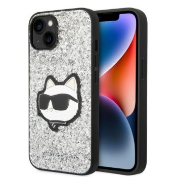 Karl Lagerfeld iPhone 14 Case Glitter Choupette Silver