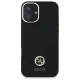 Guess Silicone Logo Strass 4G dėklas, skirtas iPhone 16, juodas