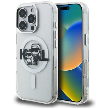 Karl Lagerfeld dėklas iPhone 16 Pro Max telefonui su MagSafe, skaidrus