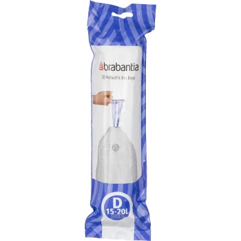 Šiukšlių maišai Brabantia PerfectFit D tipas, 15-20 l, 20 vnt., balti