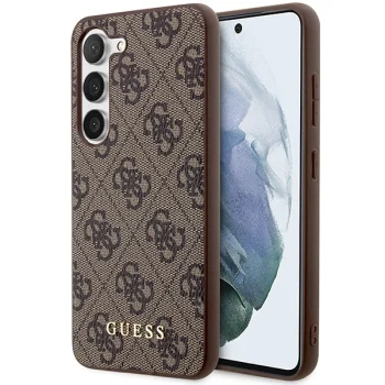 Dėklas Guess 4G Metal Gold Logo, skirtas Samsung Galaxy S23, rudas