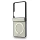Guess Magnetic Ring Stand Grained Classic Logo MagSafe dėklas Samsung Galaxy Z Flip 8, smėlio