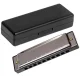Compact Metal Harmonica for Beginners, Black-Silver