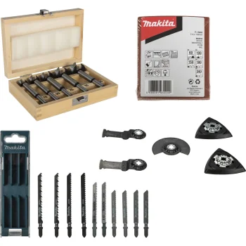 Medžio apdirbimo priedų rinkinys Makita P-84844, 30 vnt.