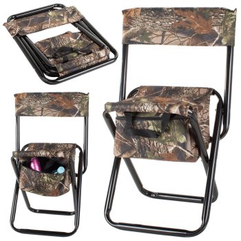 Folding Camping and Fishing Chair with Backrest and Bag, Green/Brown