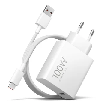 Sieninis įkroviklis Xiaomi MY-19-ER, 100W, 6.1A, USB-A, su USB-C laidu, baltas