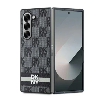 DKNY dėklas Samsung Galaxy Z Fold 6 Checkered Pattern Printed Stripes, juodas