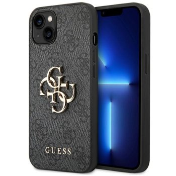 Guess 4G Big Metal Logo dėklas iPhone 13 / 14 / 15, pilkas
