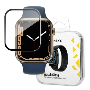 Wozinsky Watch Glass hibridinis apsauginis stiklas Apple Watch 7 / 8 / 9 45 mm su juodu rėmeliu