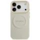 Guess Peony Hot Stamp MagSafe dėklas iPhone 17 Pro telefonui, smėlio spalvos
