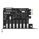 Orico ORICO-PVU3-7U-V1 PCI-E plėtros plokštė, 7x USB 3.0, juoda