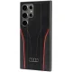 Audi dėklas Samsung Galaxy S24 Ultra telefonui, natūrali oda, MagSafe, juodas/raudonas