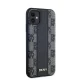 DKNY Leather Checkered Mono Pattern MagSafe dėklas iPhone 11 / XR, juodas