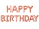 Folinių balionų girlianda Happy Birthday, 13 vnt., rožinė