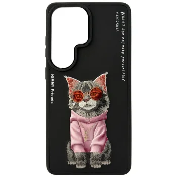 Nimmy Glasses Cool Cat apsauginis dėklas Samsung Galaxy S26 Ultra, juodas