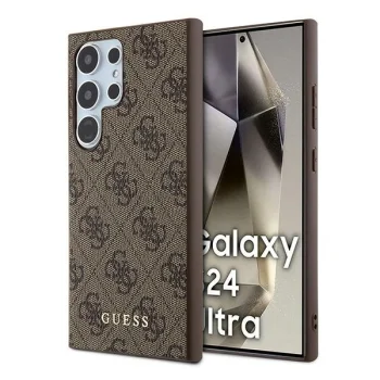 Guess Samsung Galaxy S24 Ultra Case 4G Metal Gold Logo, Brown